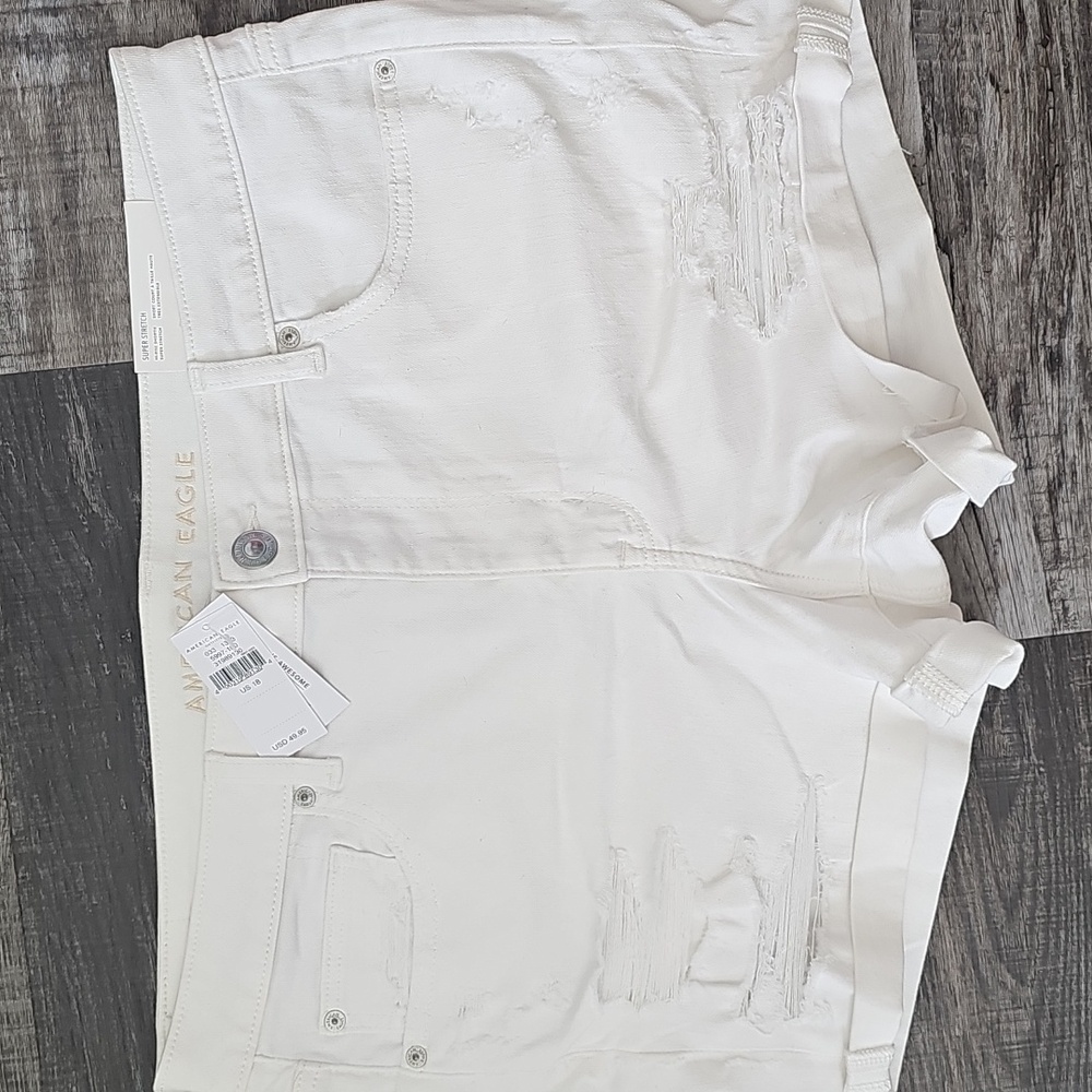 American Eagle Outfitters Women's White Distressed Shorts